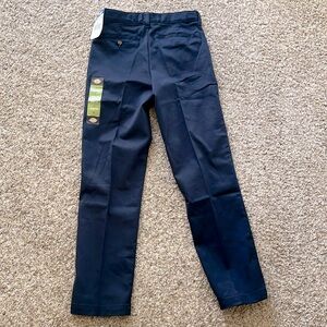 NWT Dickies Boys Flat Front Flex Khaki Pants Slim Fit - Navy Blue - Size 12